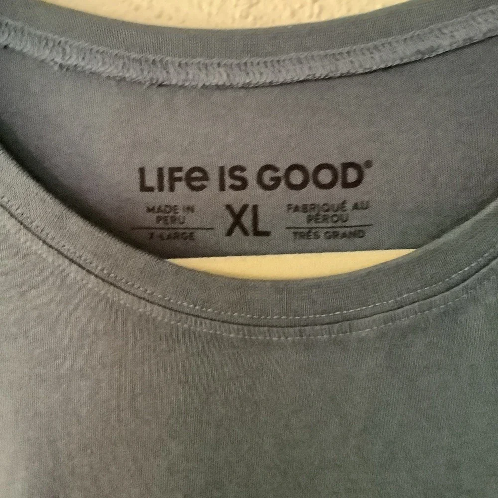 LIFE‎ IS GOOD Crusher Tee MENS XL Family Road Trip T-shirt Bike Camping Outdoor